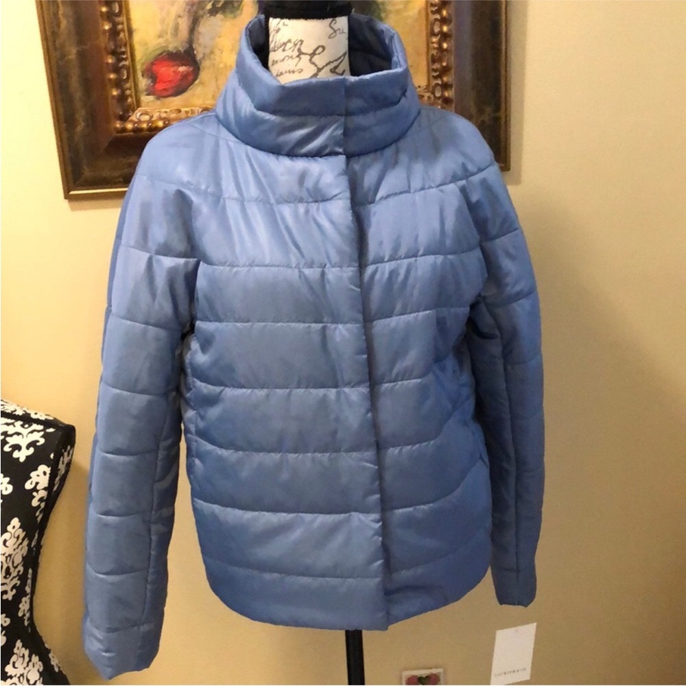 💙 Laurier & Co, Silky comfy lightweight puffer jacket snaps close 🇨🇦